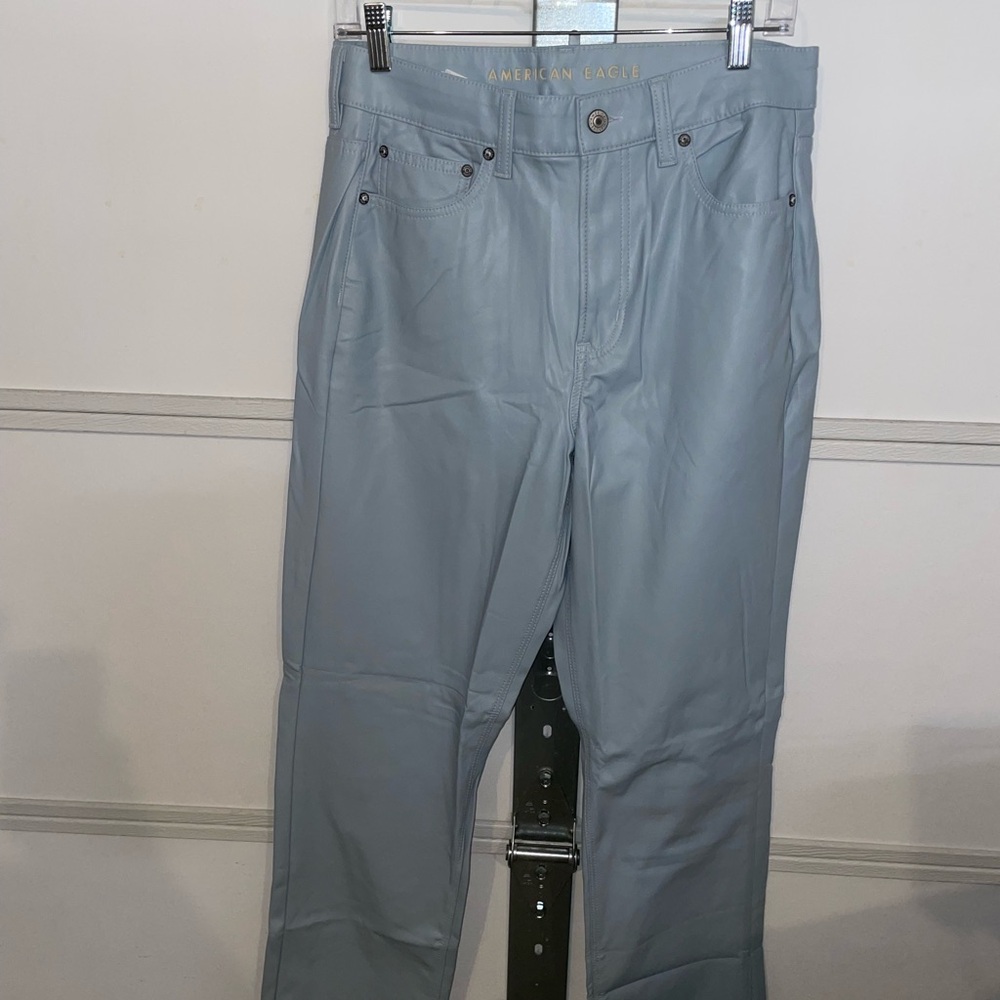 American Eagle Light Blue Faux Leather Pants